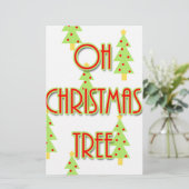 oh kerstboom mid century modern groen rood briefpapier (Staand voorkant)