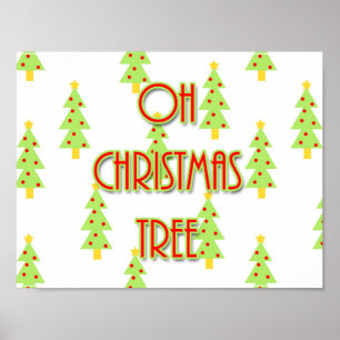 oh kerstboom midden eeuwse designretro poster