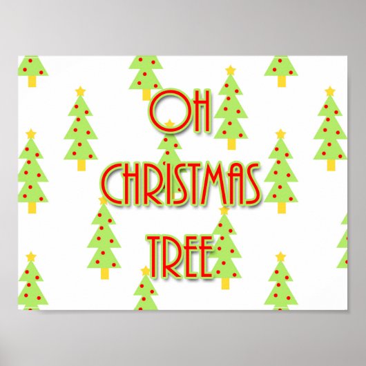 oh kerstboom midden eeuwse designretro poster (Voorkant)