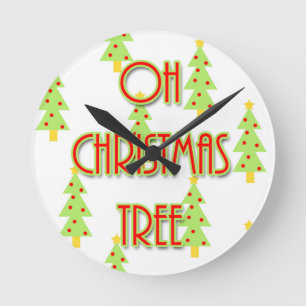oh kerstboom midden eeuwse moderne rode rode ronde klok