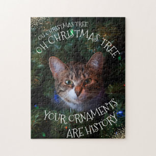 Oh Kerstboom Mischievous Grin Kat Funny Cat Legpuzzel