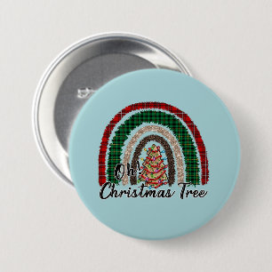 Oh kerstboom ronde button 7,6 cm