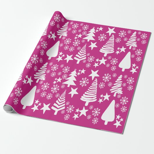 Oh kerstboom roze inpakpapier (Uitgerold)