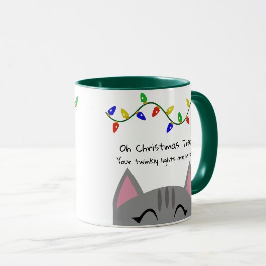 Oh Kerstboom Tabby Cat & Lights Mok (Voorkant rechts)