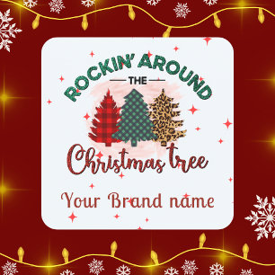 OH kerstboom Uw merknaam Corporate Bulk Vierkante Sticker