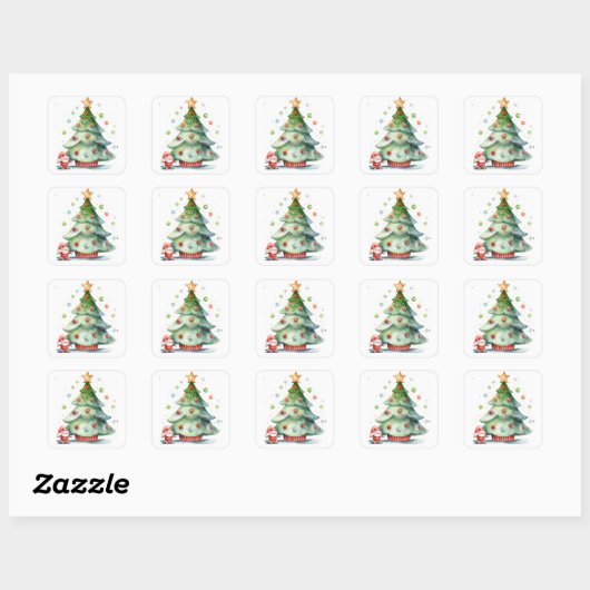 Oh kerstboom vierkante sticker (Vel)