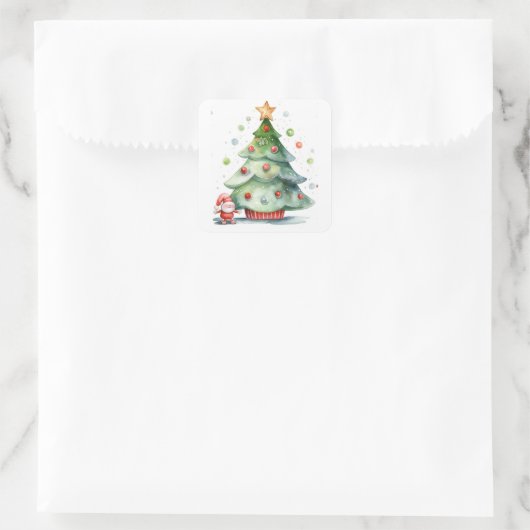 Oh kerstboom vierkante sticker (Tas)