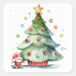 Oh kerstboom vierkante sticker