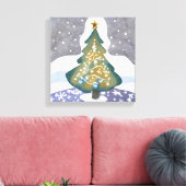 Oh Kerstboom | Watercolor Winter Schilderij Canvas Afdruk (Insitu (Woonkamer))