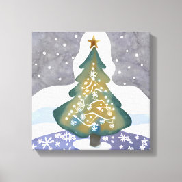 Oh Kerstboom | Watercolor Winter Schilderij Canvas Afdruk