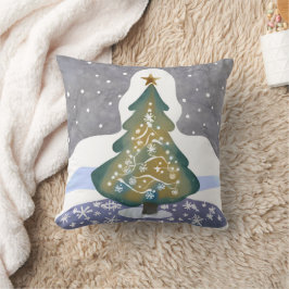 Oh Kerstboom | Waterverf Winter Schilderij Kussen