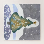 Oh Kerstboom | Waterverf Winter Schilderij Legpuzzel (Horizontaal)