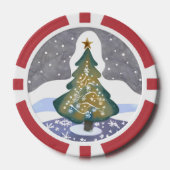 Oh Kerstboom | Waterverf Winter Schilderij Poker Chips (Voorkant)