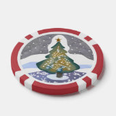 Oh Kerstboom | Waterverf Winter Schilderij Poker Chips (Enkel)