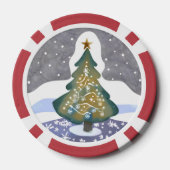 Oh Kerstboom | Waterverf Winter Schilderij Poker Chips (Achterkant)
