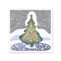 Oh Kerstboom | Waterverf Winter Schilderij