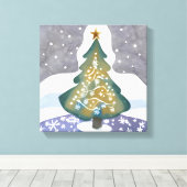 Oh kerstboom | Waterverf Winterschilderkunst Canvas Afdruk (Insitu (Houten vloer))