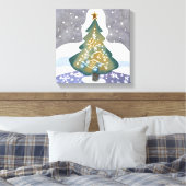Oh kerstboom | Waterverf Winterschilderkunst Canvas Afdruk (Insitu (Slaapkamer))