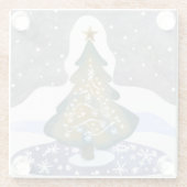 Oh kerstboom | Waterverf Winterschilderkunst Glazen Onderzetter (Achterkant)