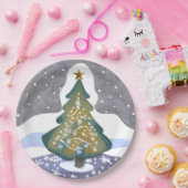 Oh kerstboom | Waterverf Winterschilderkunst Papieren Bordje (Feest)