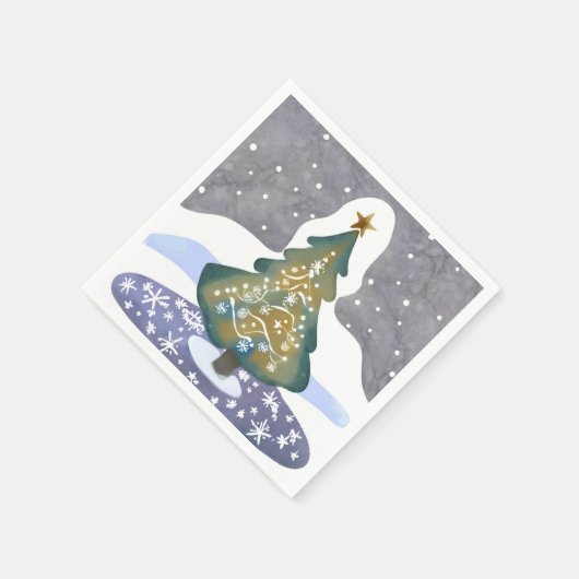 Oh kerstboom | Waterverf Winterschilderkunst Servet (Hoek)