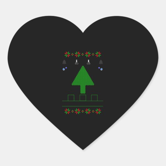 Oh kerstboomchemicus zwart hart sticker (Voorkant)