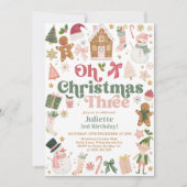 Oh Kerstmis Drie 3e Verjaardag Kerst Thema Feestel Kaart (Voorkant)