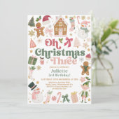 Oh Kerstmis Drie 3e Verjaardag Kerst Thema Feestel Kaart (Staand voorkant)