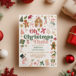 Oh Kerstmis Drie 3e Verjaardag Kerst Thema Feestel Kaart