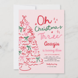 Oh Kerstmis Drie Coquette Kerstmis 3e Verjaardag Kaart