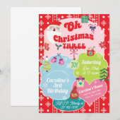 Oh Kerstmis Drie meisje uitnodiging voor 3e verjaa (Voorkant / Achterkant)