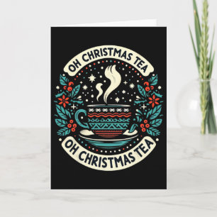 Oh Kerstmis Thee Liefhebber Warme Drank Cozy Festi Kaart