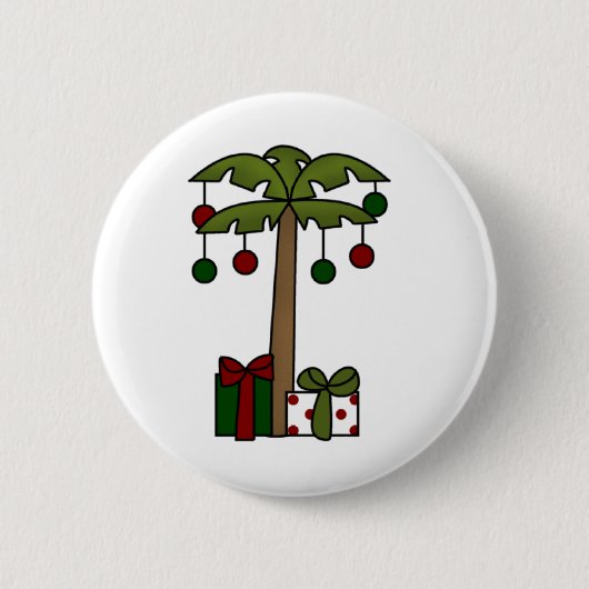 Oh kerstpalmboom ronde button 5,7 cm (Voorkant)