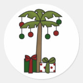 Oh kerstpalmboom ronde sticker (Voorkant)