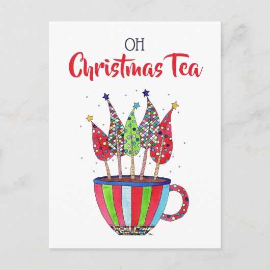 Oh Kerstthee Disco Trees Feestdagenkaart (Voorkant)