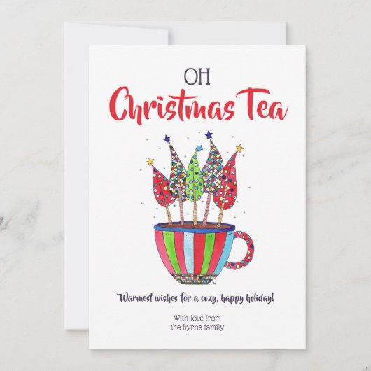 Oh Kerstthee Disco Trees Feestdagenkaart (Voorkant)