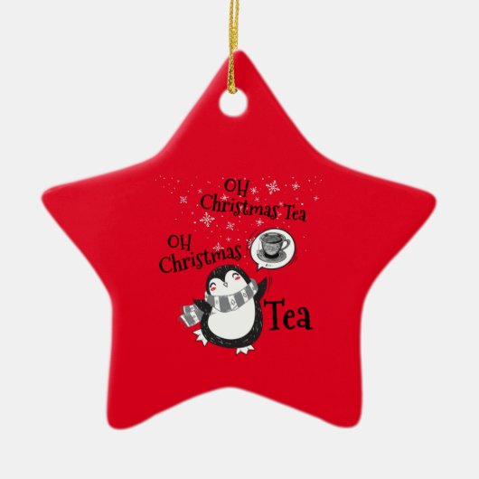 Oh Kerstthee Penguin Lover - Tea Drinker Keramisch Ornament (Voorkant)
