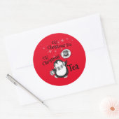 Oh Kerstthee Penguin Lover - Tea Drinker Ronde Sticker (Envelop)