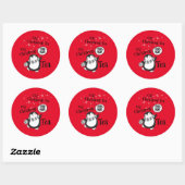 Oh Kerstthee Penguin Lover - Tea Drinker Ronde Sticker (Vel)