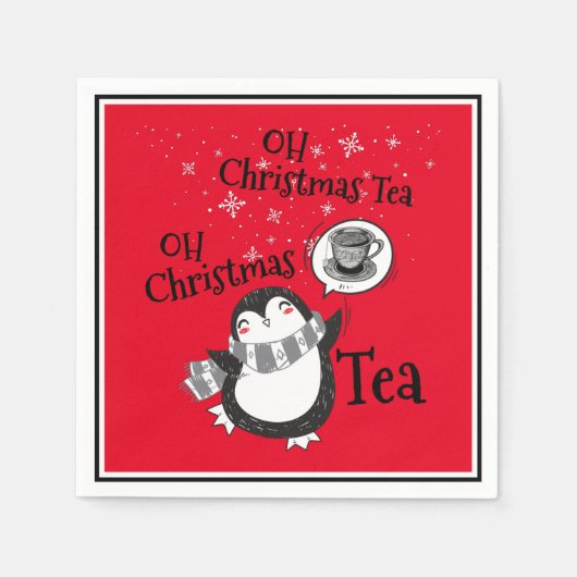 Oh Kerstthee Penguin Lover - Tea Drinker Servet (Voorkant)