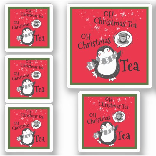 Oh Kerstthee Penguin Lover - Tea Drinker Sticker (Voorkant)