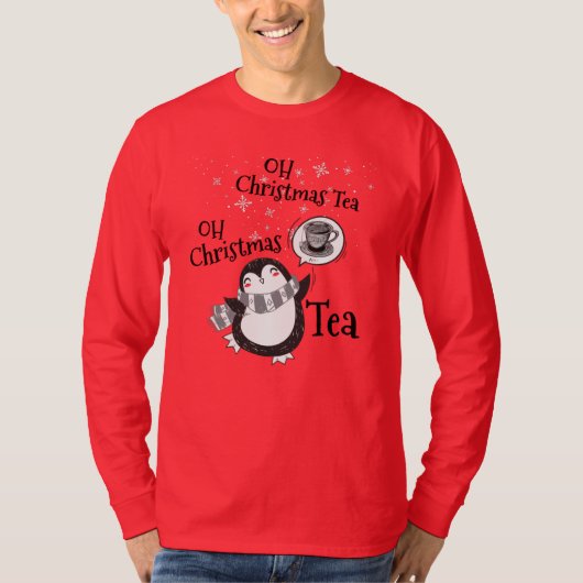 Oh Kerstthee Penguin Lover - Tea Drinker T-shirt (Voorkant)