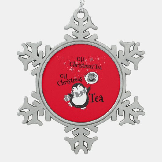 Oh Kerstthee Penguin Lover - Tea Drinker Tin Sneeuwvlok Ornament (Voorkant)