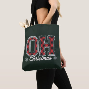 Oh Kerstvakantie Buffalo Plaid Familie Feestje Tote Bag