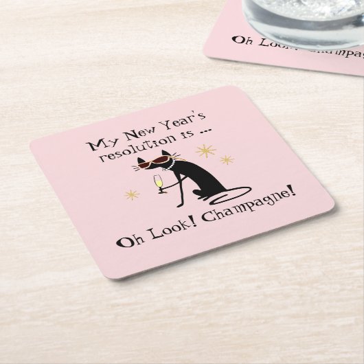 Oh kijk! Champagne! Nieuwjaarskat Kartonnen Onderzetters (Schuin)