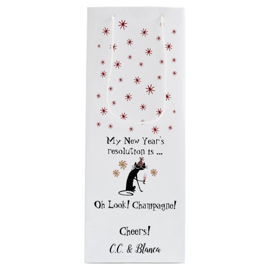 Oh kijk! Champagne! Nieuwjaarskat Wijn Cadeautas (Voorkant)