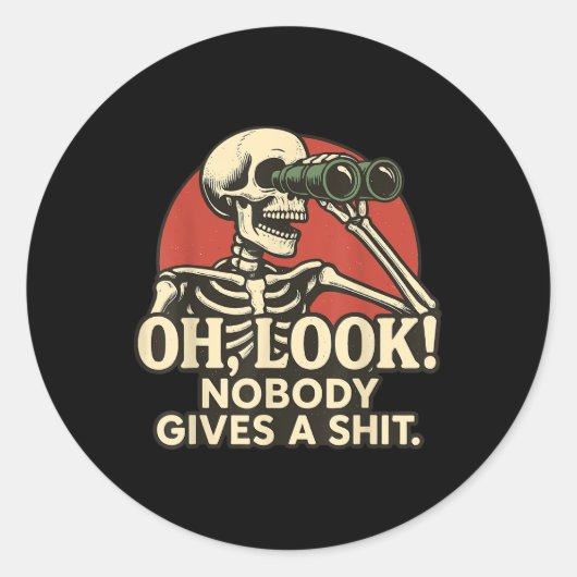 Oh kijk niemand geeft een skelet Halloween Spooky Ronde Sticker (Voorkant)