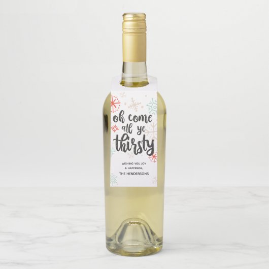 Oh kom al gij dorstige kerstfles Label (Op fles)