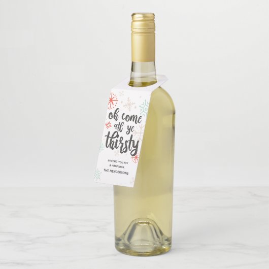 Oh kom al gij dorstige kerstfles Label (Schuin)
