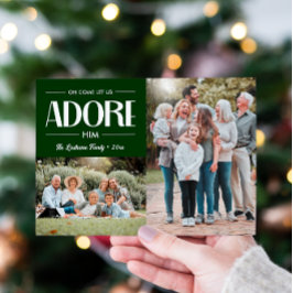 Oh kom laat ons aanbidden hem GROEN Christelijk 2  Feestdagenkaart